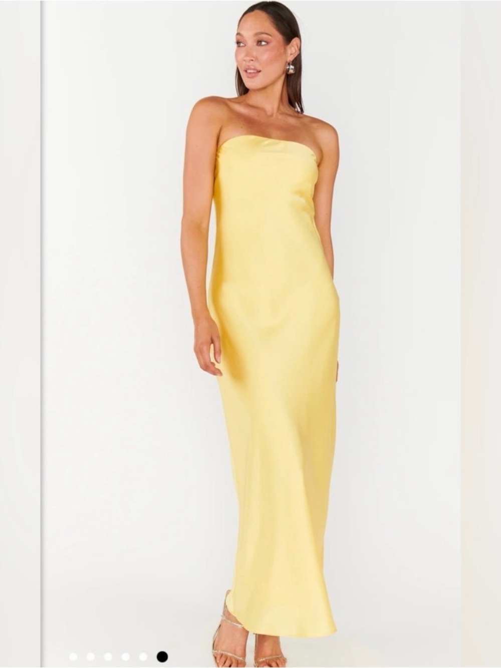 Show Me Your MuMu Strapless Satin Yellow Slip Dress